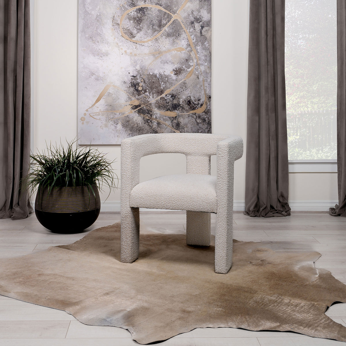 Petra Boucle Accent Chair - Curved Sculptural Silhouette in White – view 1