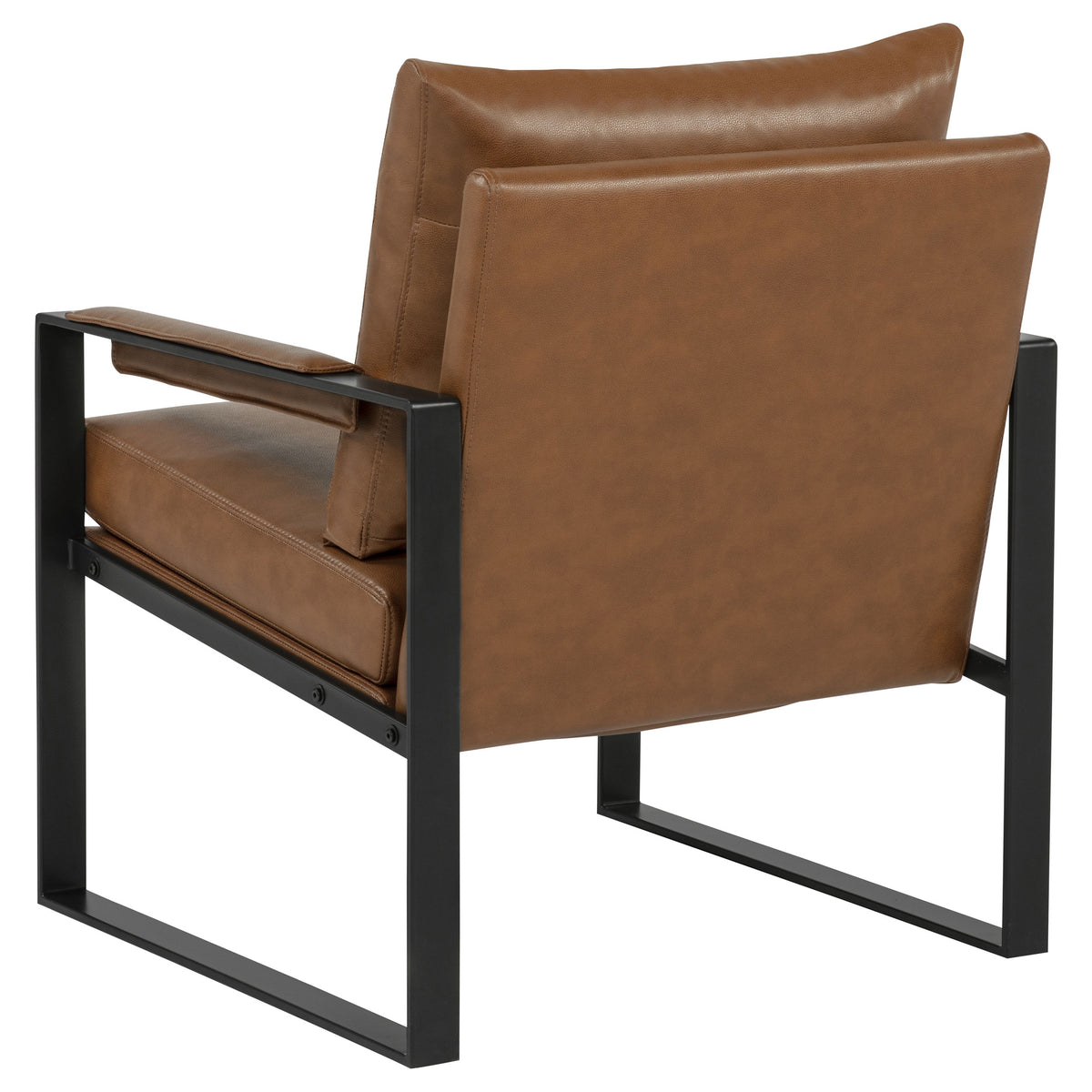 Rosalind Track Arm Accent Chair - Brown Leatherette on Slim Metal Frame – view 6