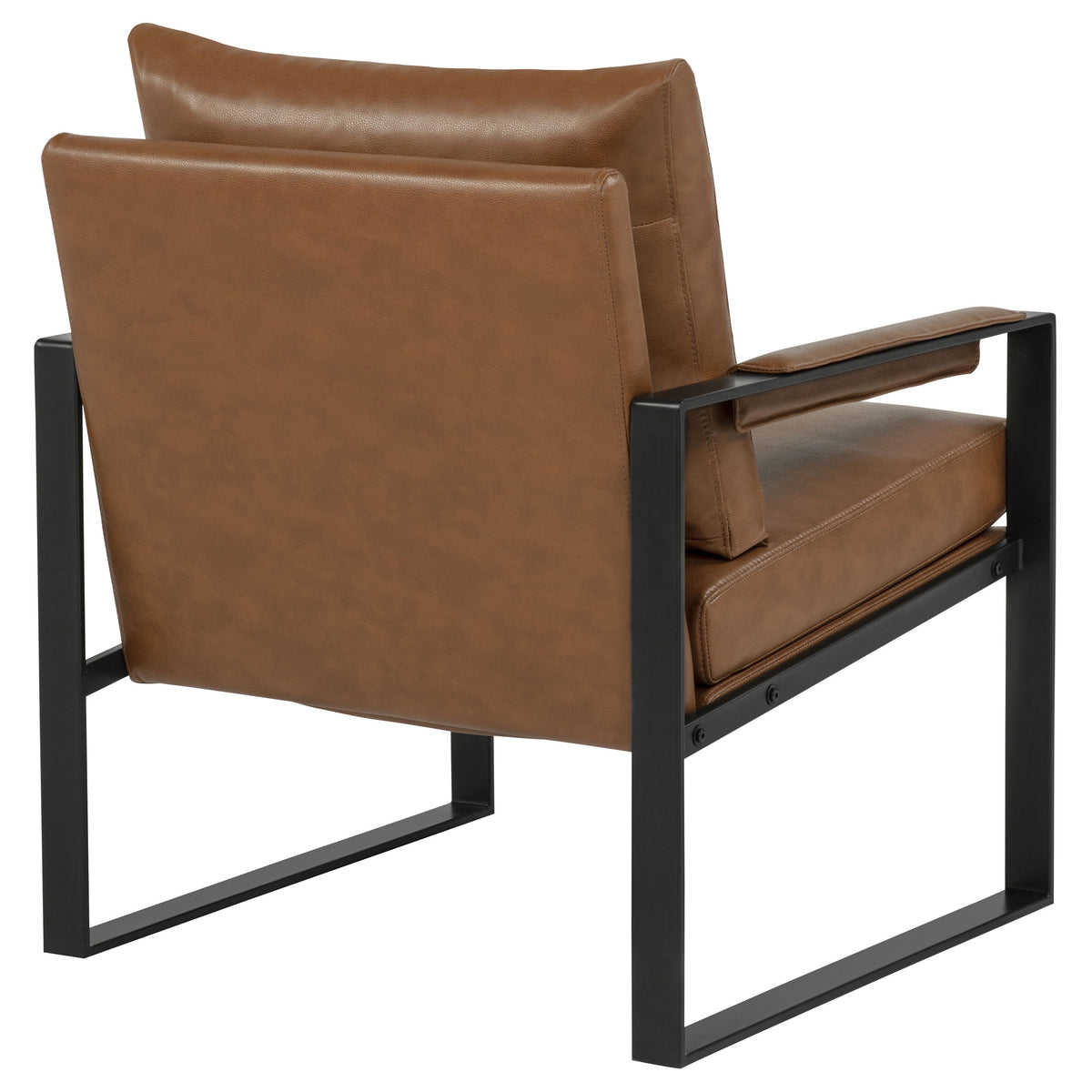 Rosalind Track Arm Accent Chair - Brown Leatherette on Slim Metal Frame – view 8