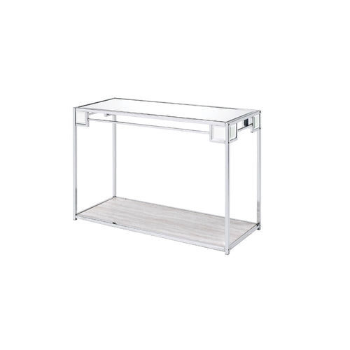 Asbury Mirrored Console Table & Accent Mirror - Chrome Frame Glam