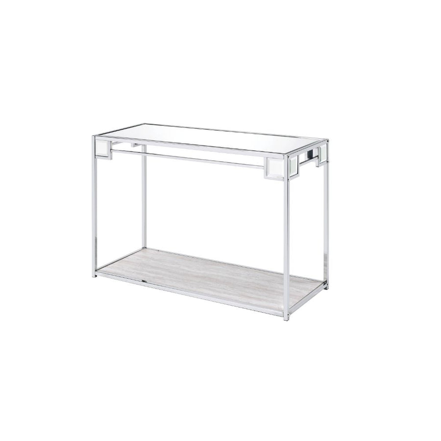 Asbury Mirrored Console Table & Accent Mirror - Chrome Frame Glam