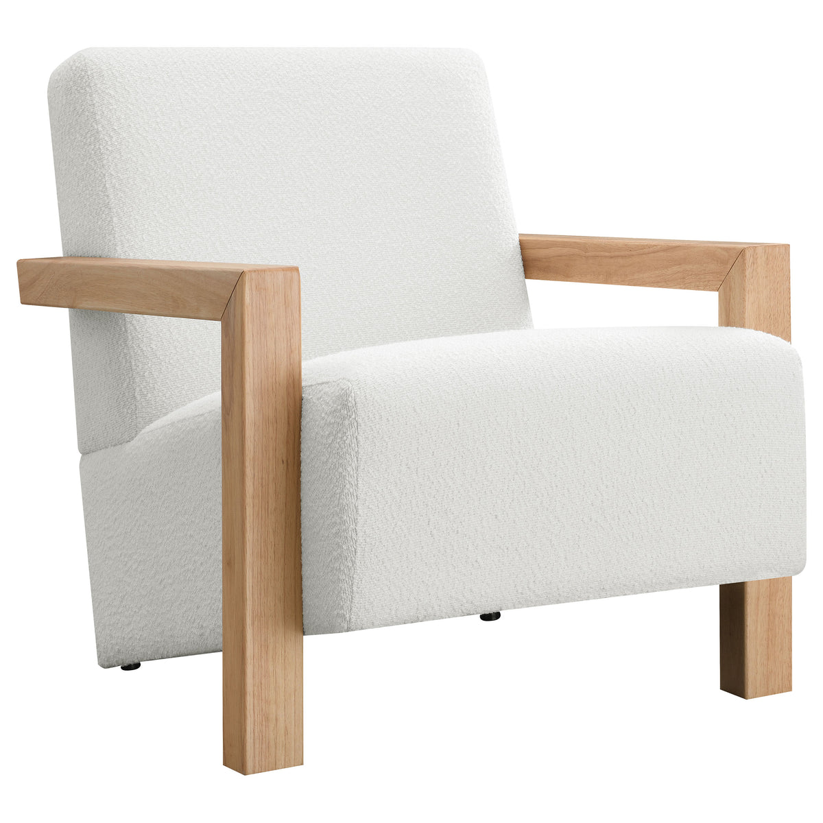 Fitzroy Boucle Accent Arm Chair with Exposed Wood Arms