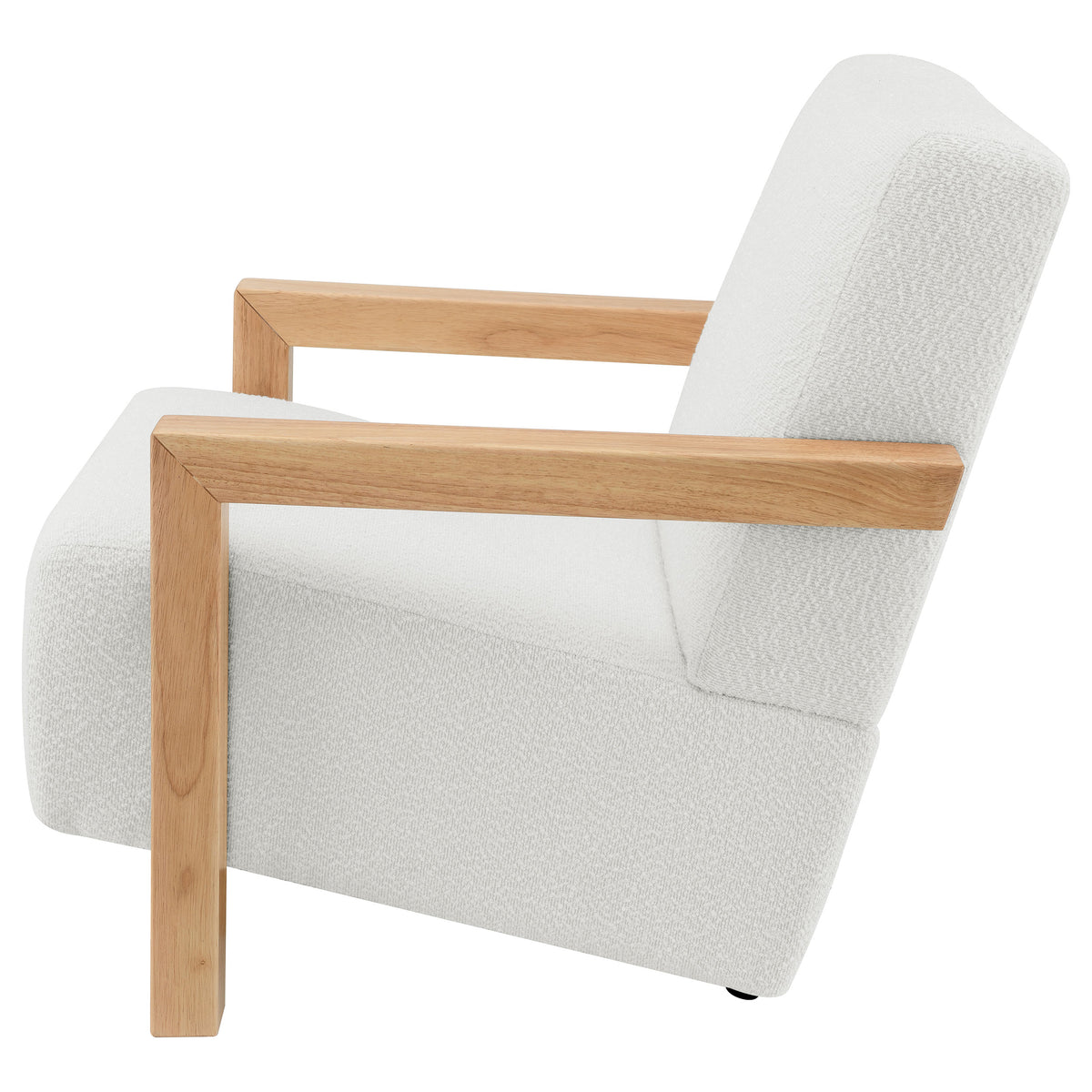 Fitzroy Boucle Accent Arm Chair with Exposed Wood Arms - Modern Ivory with Blonde Frame – view 5