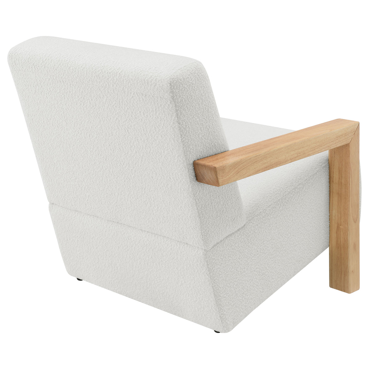 Fitzroy Boucle Accent Arm Chair with Exposed Wood Arms - Modern Ivory with Blonde Frame – view 7