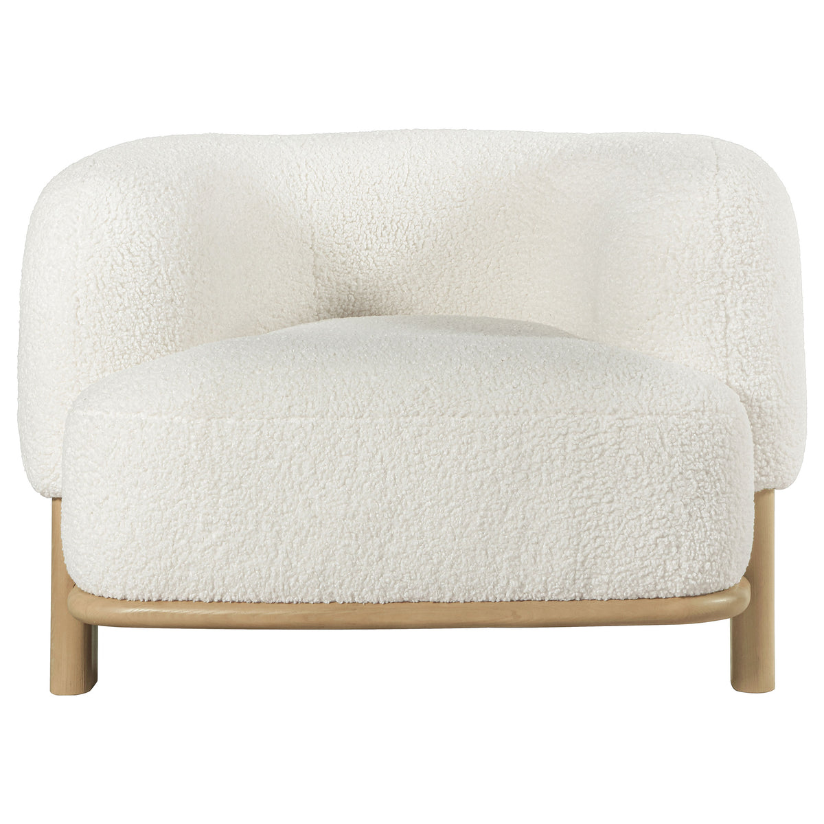 Lawler Barrel Back Boucle Accent Chair - Sculptural Ivory Upholstery on Natural Oak Base – view 3