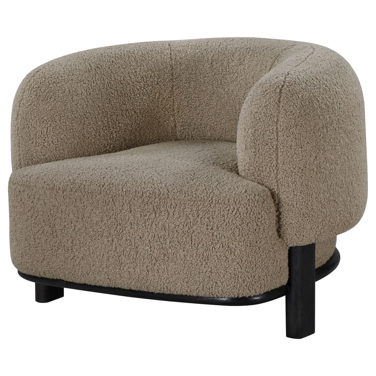 Lawler Barrel Back Accent Chair - Brown Boucle with Black Base, Sculptural Lounge Seating – view 4