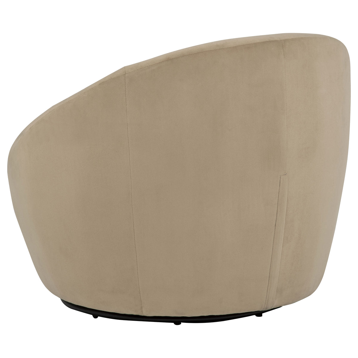 Myernick Velvet Barrel Swivel Accent Chair - Camel with Black Metal Swivel Base – view 3