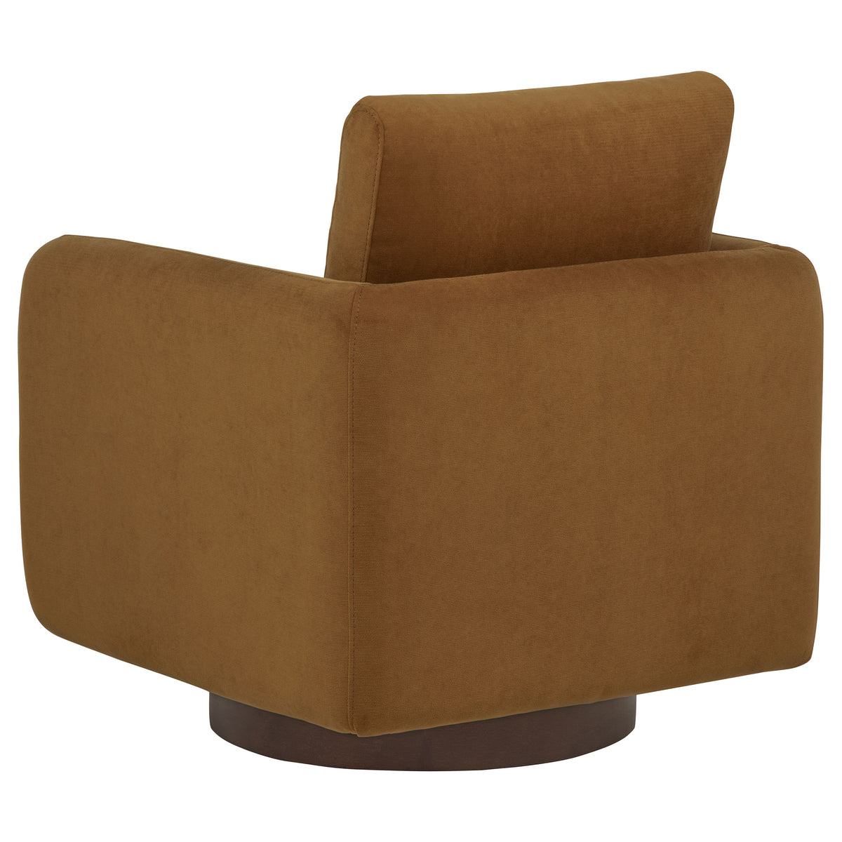 Iris Swivel Accent Chair - Rounded Track Arm Design in Rust Fabric with Coffee Wood Base – view 6