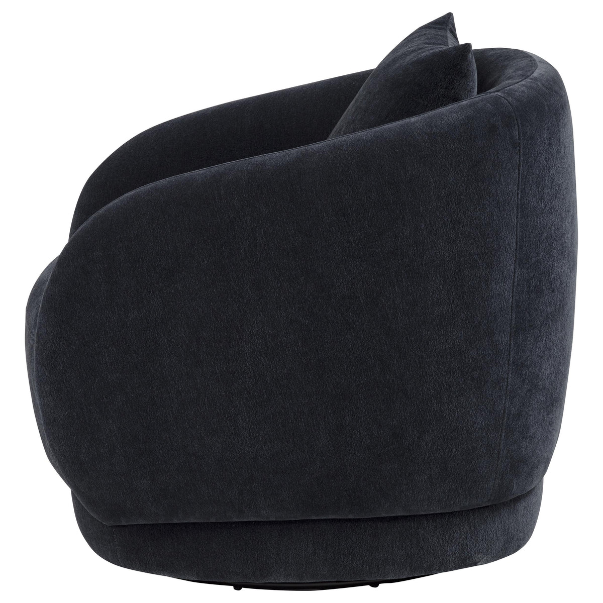 Arnaud Chenille Barrel Swivel Accent Chair - Cocooning Navy Upholstery with Loose Back Pillow โ view 5