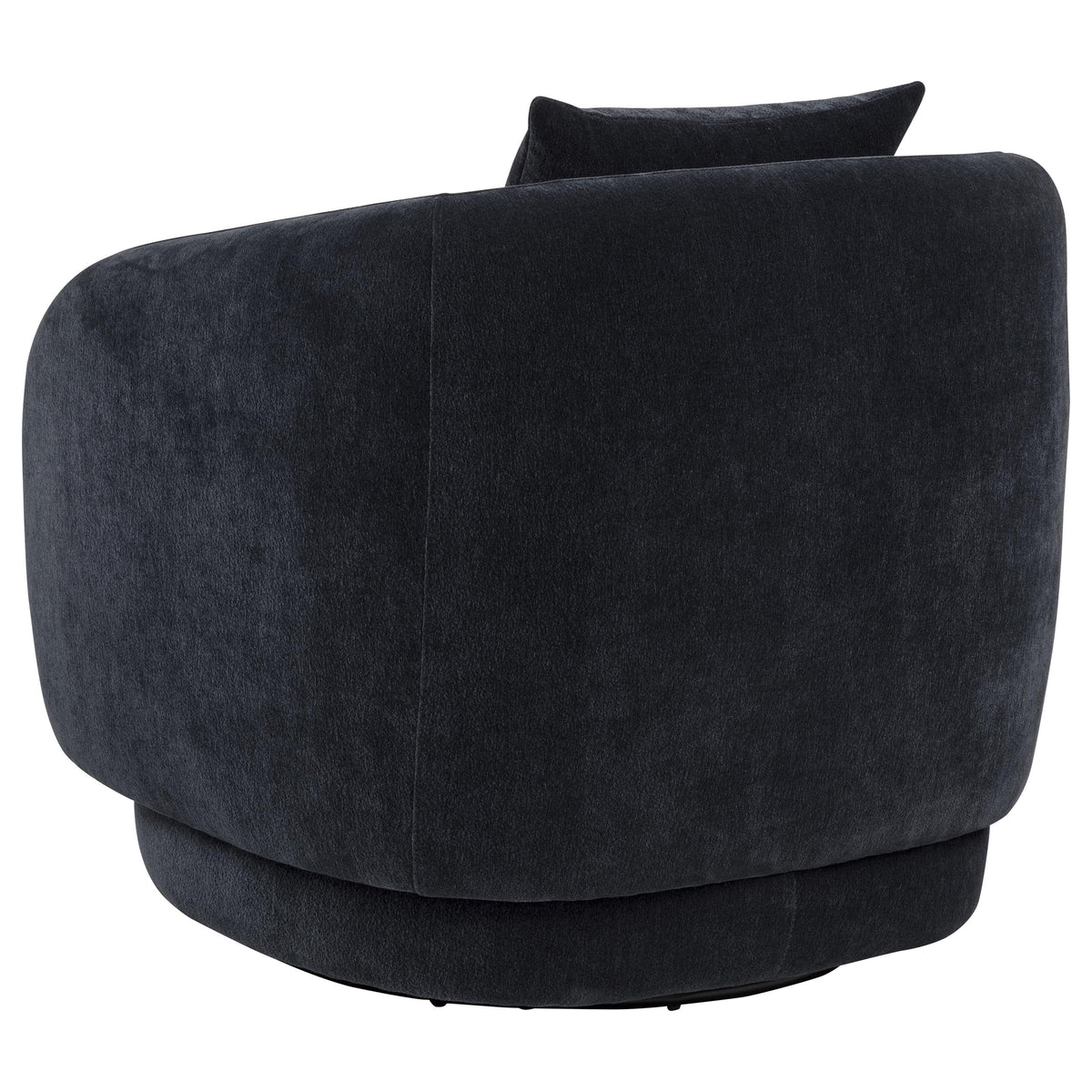 Arnaud Chenille Barrel Swivel Accent Chair - Cocooning Navy Upholstery with Loose Back Pillow โ view 6