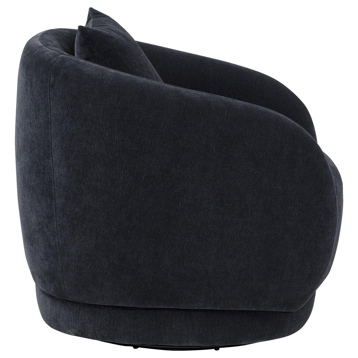Arnaud Chenille Barrel Swivel Accent Chair - Cocooning Navy Upholstery with Loose Back Pillow โ view 7