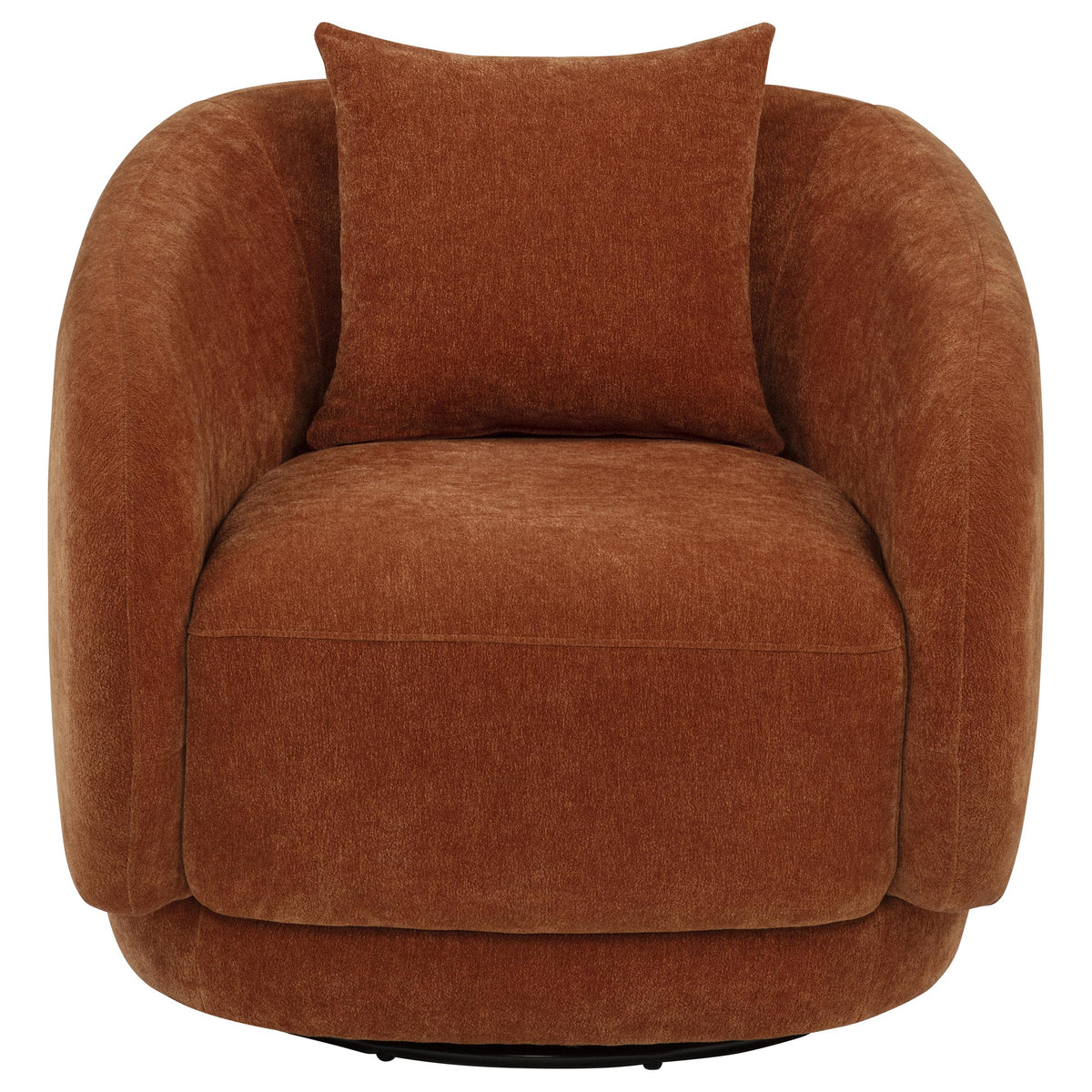 Arnaud Barrel Swivel Accent Chair - Burnt Orange Chenille with Loose Back Pillow – view 3