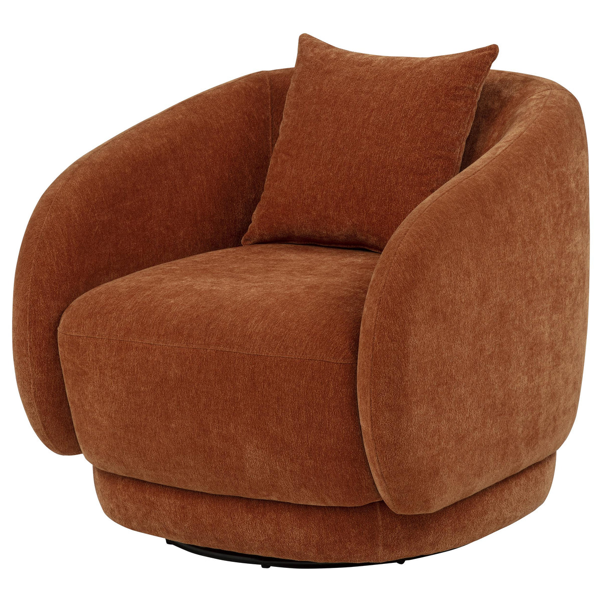 Arnaud Barrel Swivel Accent Chair - Burnt Orange Chenille with Loose Back Pillow – view 4