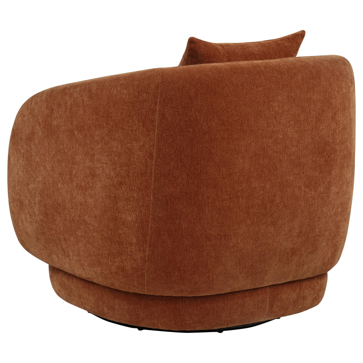 Arnaud Barrel Swivel Accent Chair - Burnt Orange Chenille with Loose Back Pillow – view 6