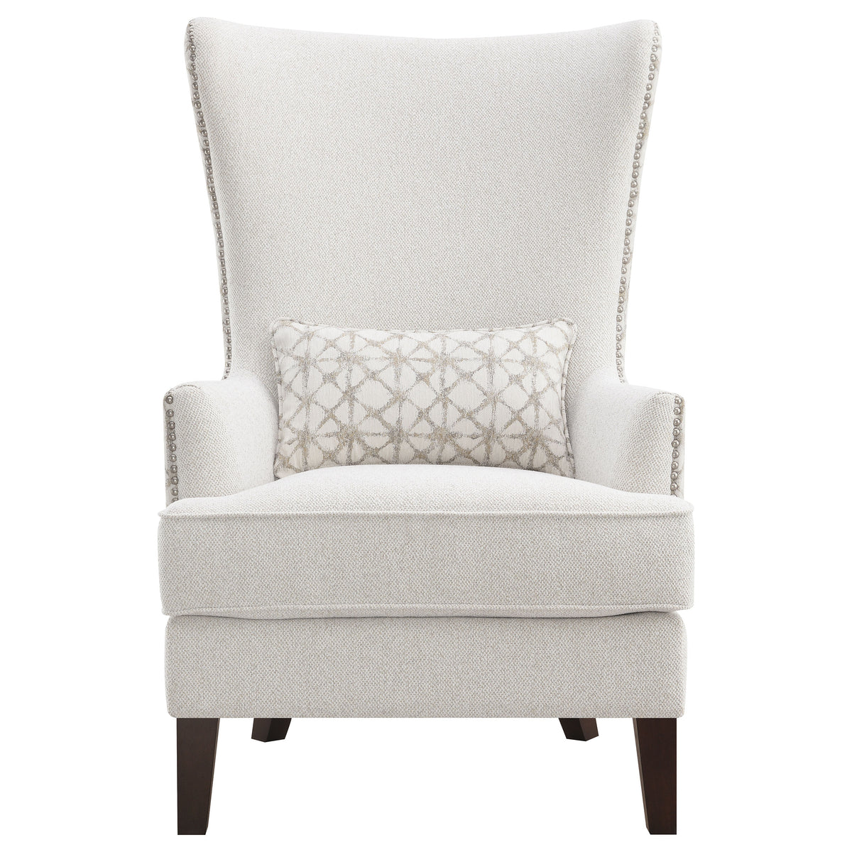 Pippin High Wingback Accent Chair - Latte Boucle with Silver Nailheads & Kidney Pillow – view 3
