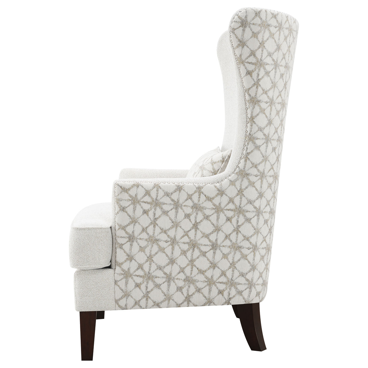 Pippin High Wingback Accent Chair - Latte Boucle with Silver Nailheads & Kidney Pillow – view 5