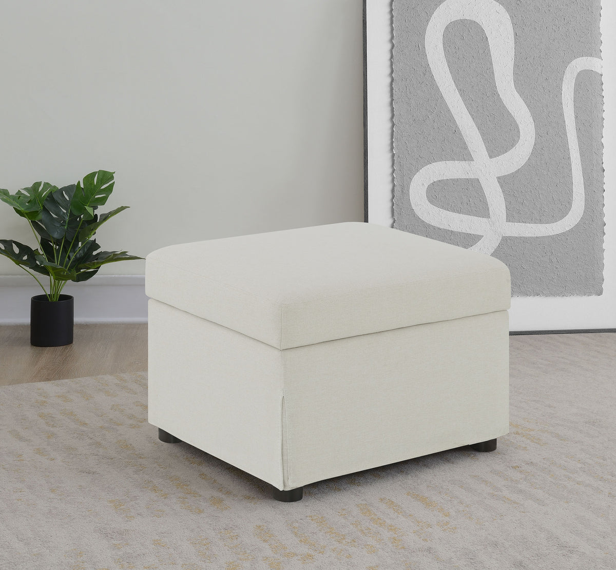 Winter Swivel Accent Chair & Lift-Top Storage Ottoman - Sloped Arms in Beige Fabric โ view 14