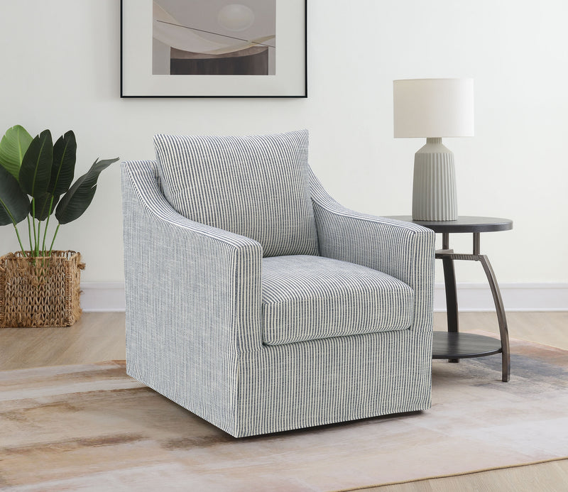 Winter Sloped Arm Swivel Accent Chair & Lift-Top Storage Ottoman - Transitional Grey Fabric