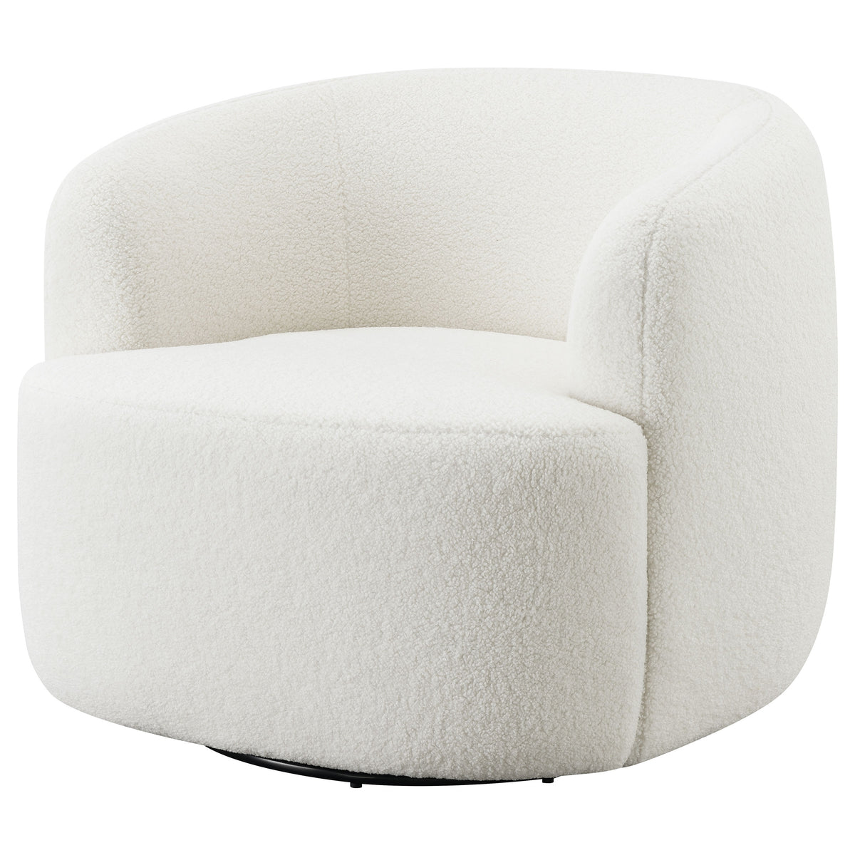 Hudson Faux Sheepskin Swivel Barrel Accent Chair - Cozy Ivory Sherpa with 360-Degree Swivel – view 4