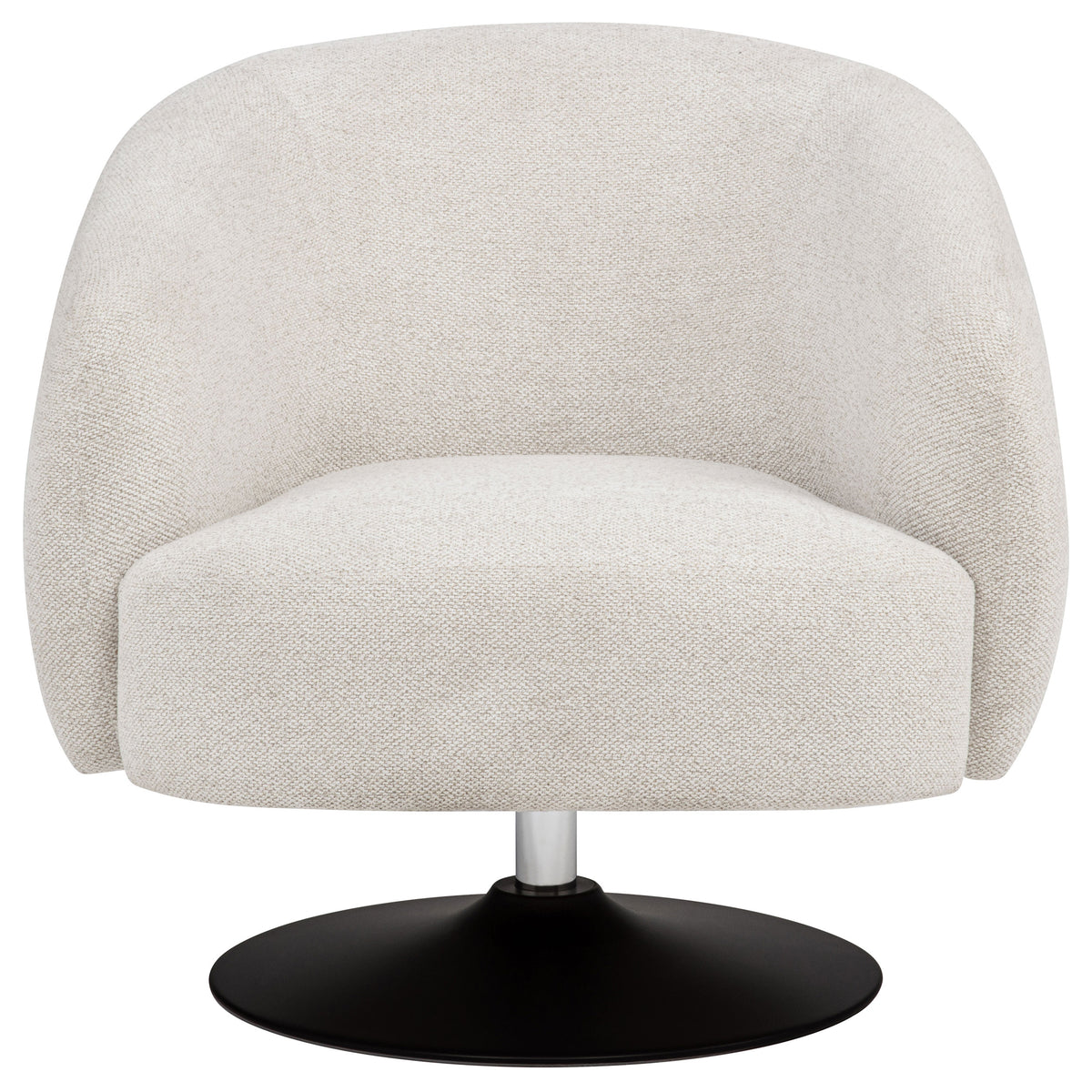 Dave Barrel Back Swivel Accent Chair - Beige Boucle on Matte Black Pedestal Base – view 3