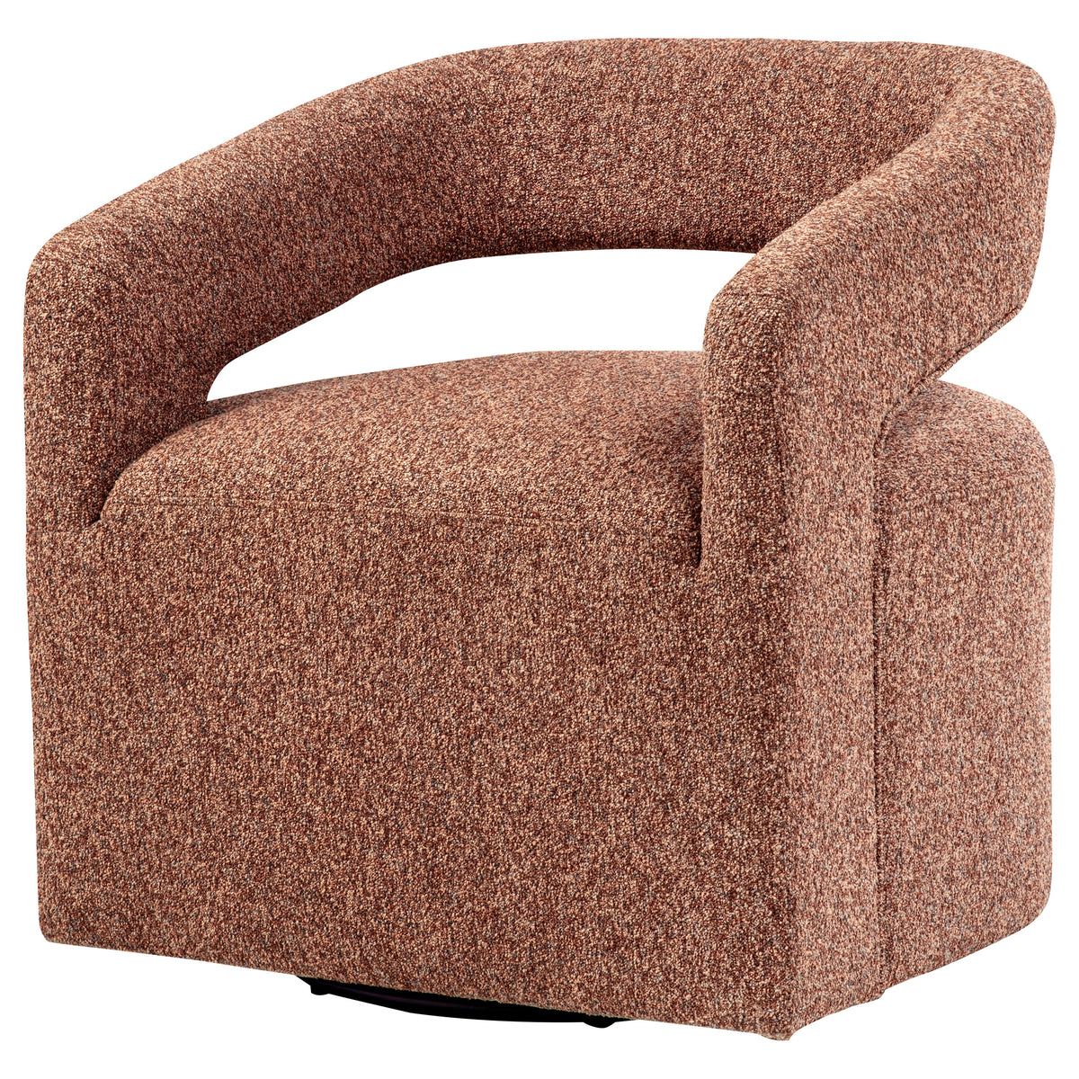 Westhill Swivel Accent Chair - Curved Barrel Back in Berry Boucle – view 4