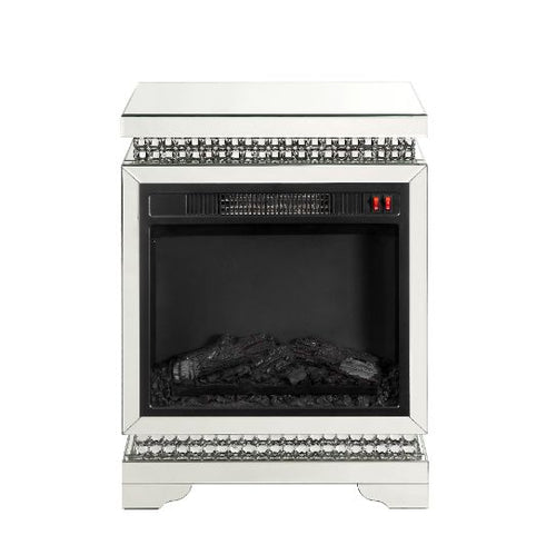 Lotus Mirrored Accent Collection - Faux Crystal Inlay Fireplace, Tables, Cabinet & Mirror