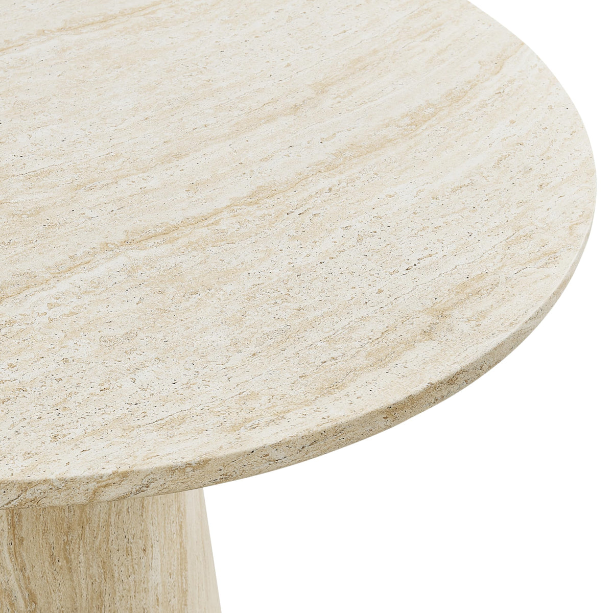 Vyn 48" Modern Round Dining Table Concrete Tavertine Finish - room setting