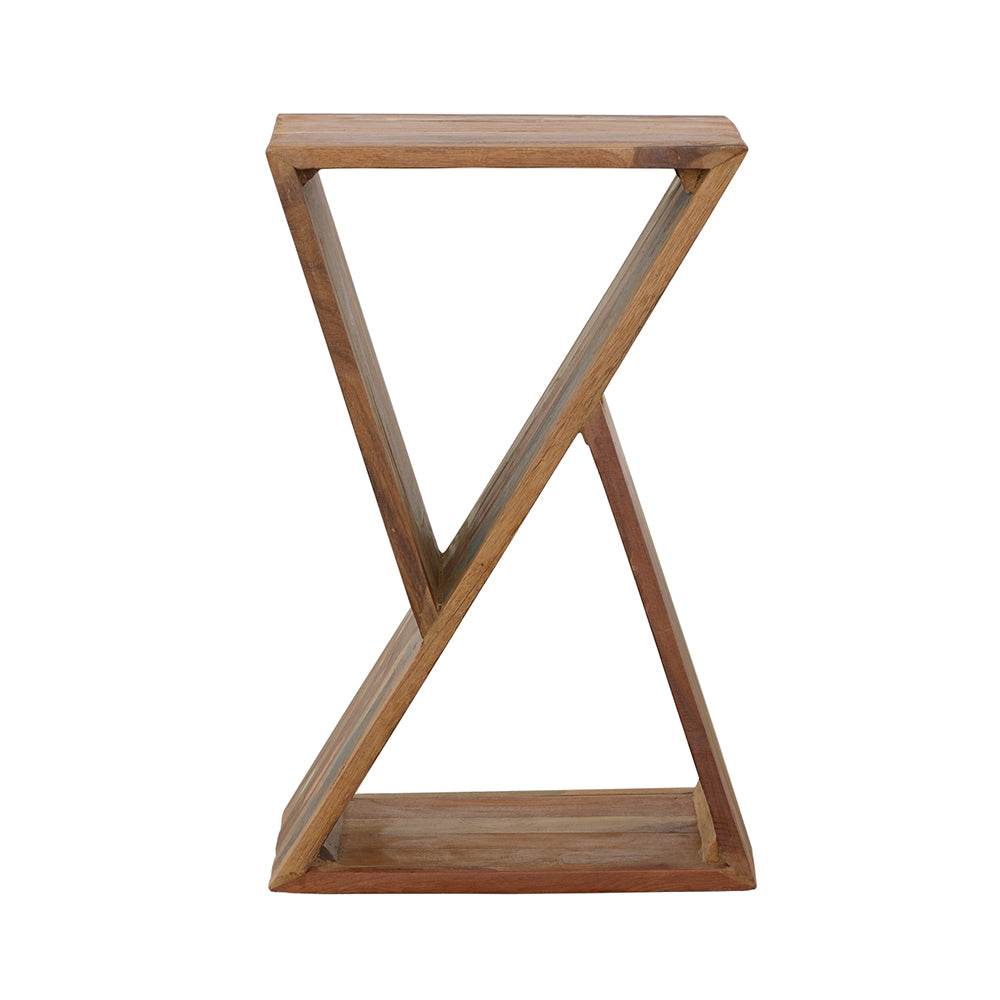 Lily Reclaimed Wood Accent Side Table - Geometric Hourglass Design in Natural – view 3