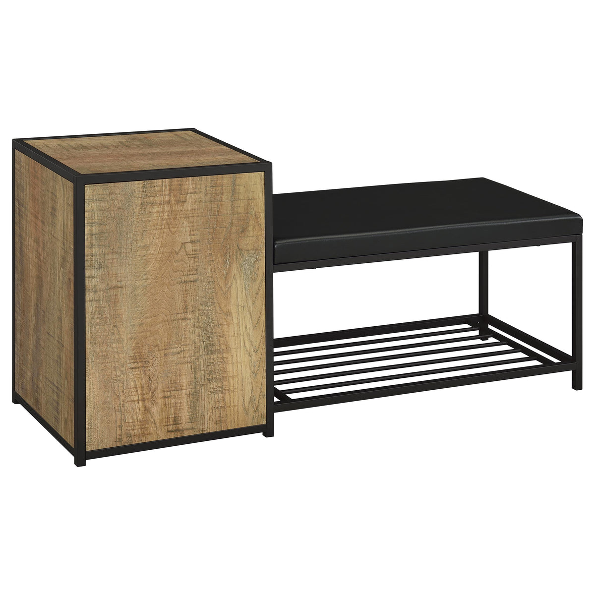 Martino Shoe Storage Entryway Bench with Cabinet - Mango & Sandy Black with Padded Leatherette Seat – view 6