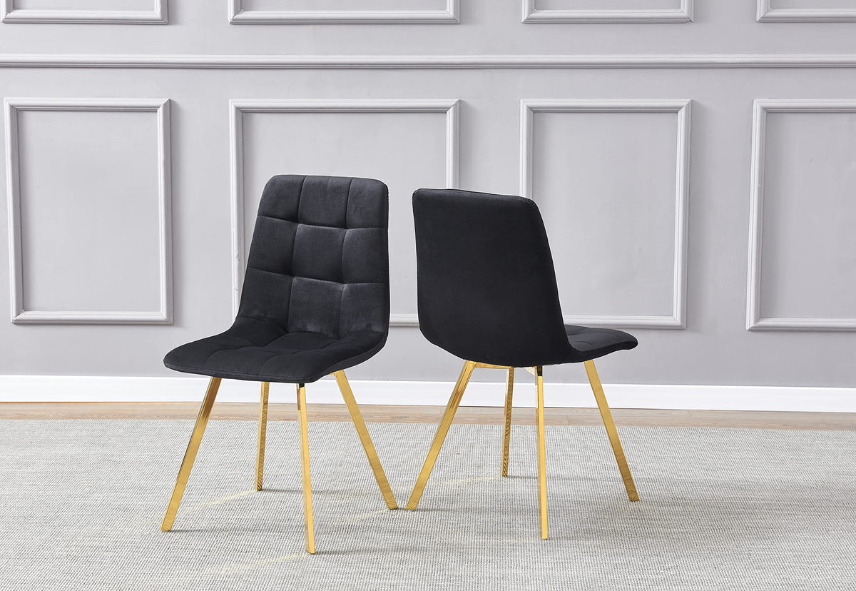Modern Velvet Dining Chair H02BGC in Black - front view