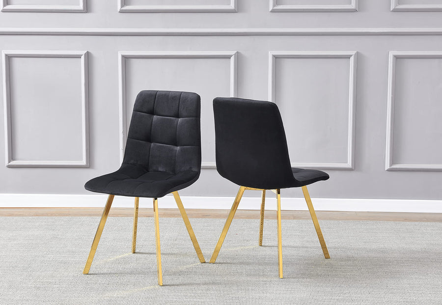 Modern Velvet Dining Chair in Black
