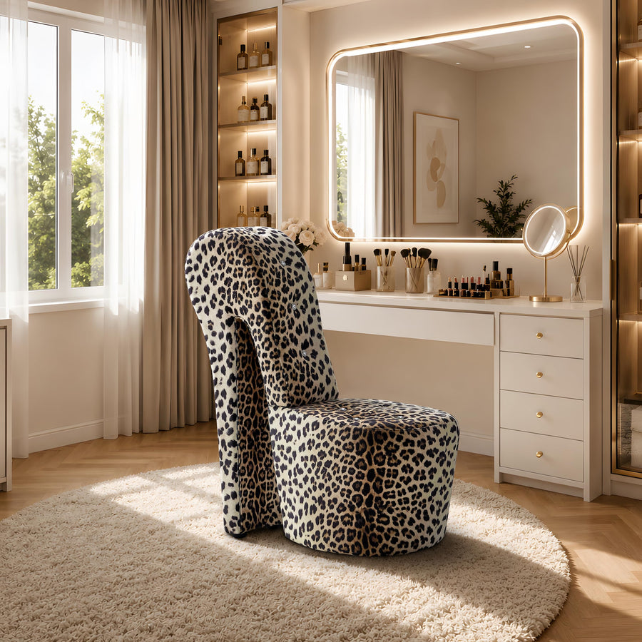 Tristam 40" Modern Glam High Heel Lounge Chair - Leopard - Living Room Accent Seating