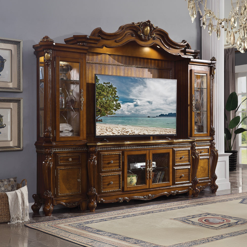 Picardy Entertainment Center, Fireplace, Mirror & Bench