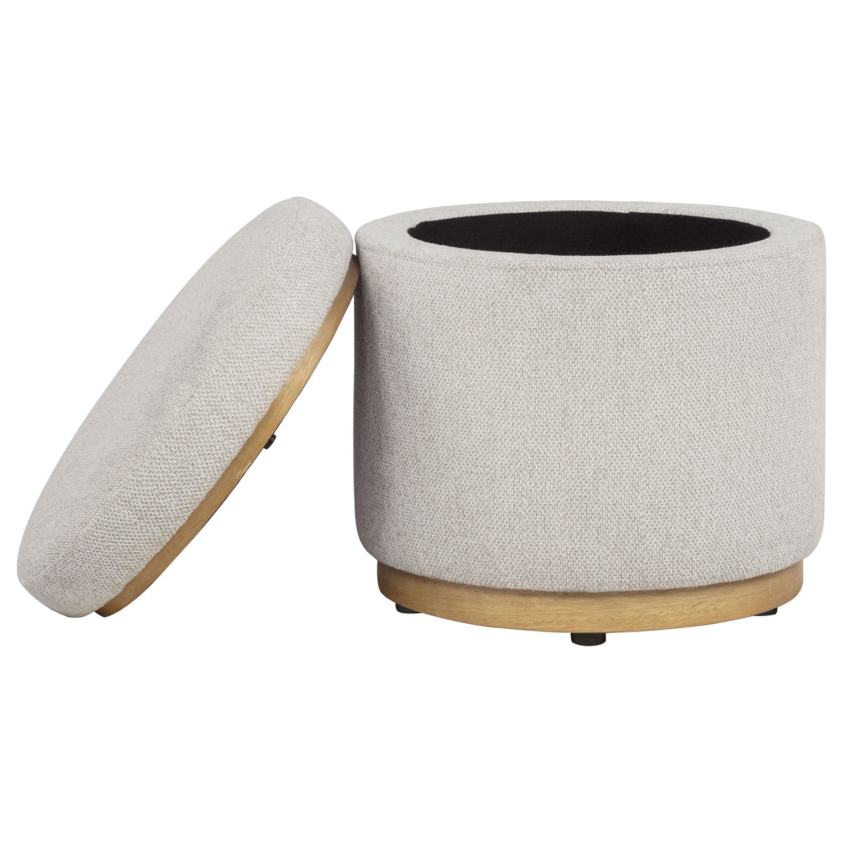 Remuda Round Boucle Storage Ottoman - Ivory Drum with Removable Top – view 4