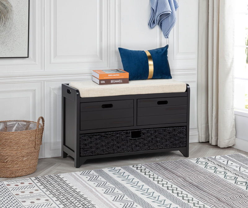 Delport 32" Transitional Modern Wooden Storage Bench - Espresso