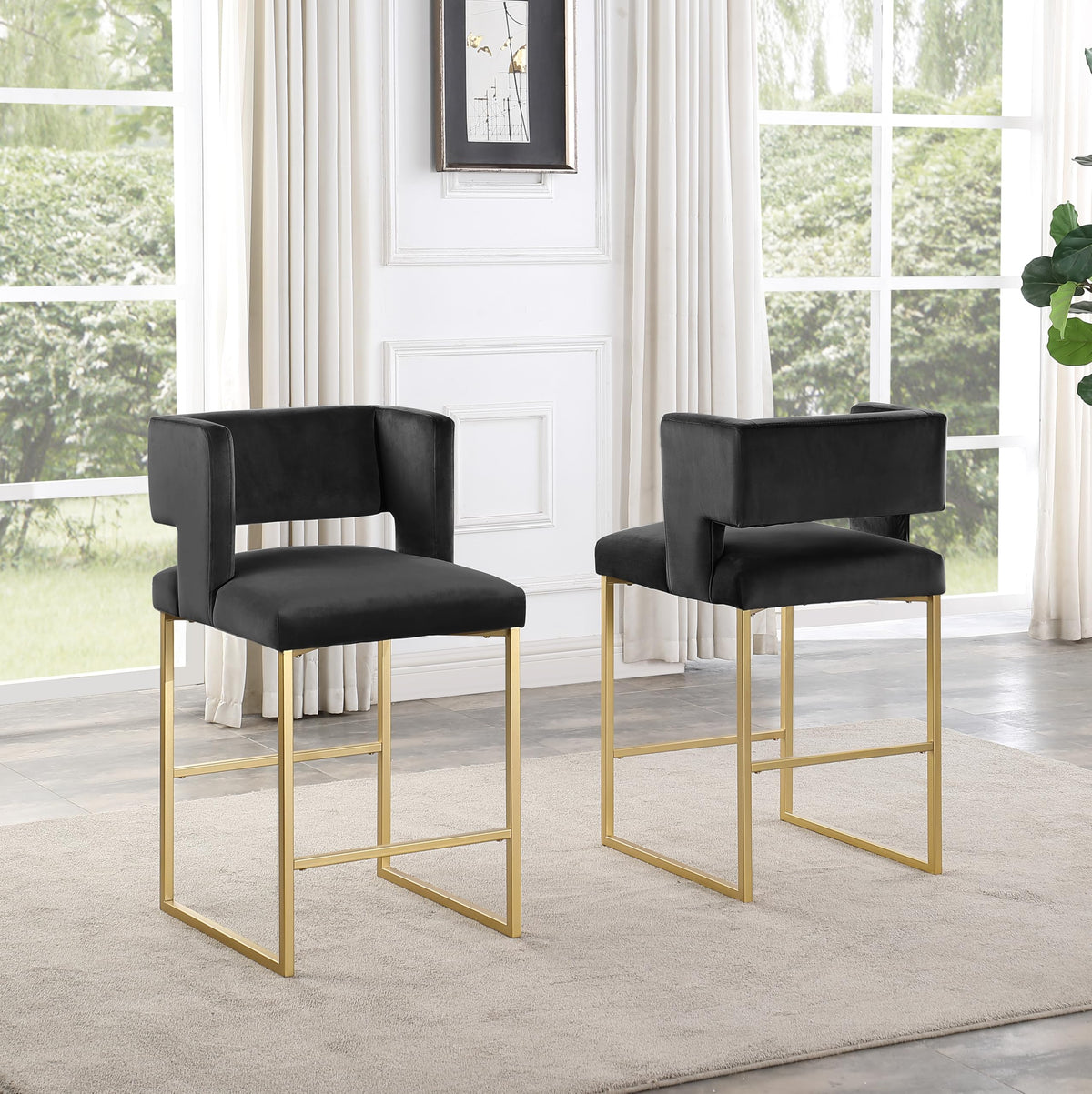 Leonard 36" Velvet Counter Height Stool - front view