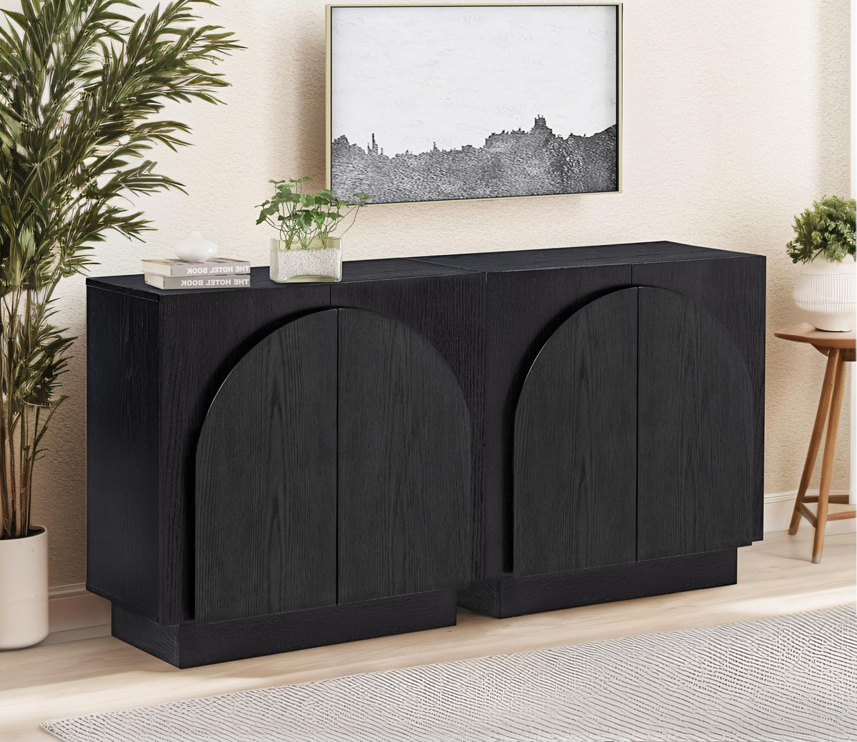 Questa 31" Scandinavian Mid Century 2-Door Wood Grain Cabinet - angle view
