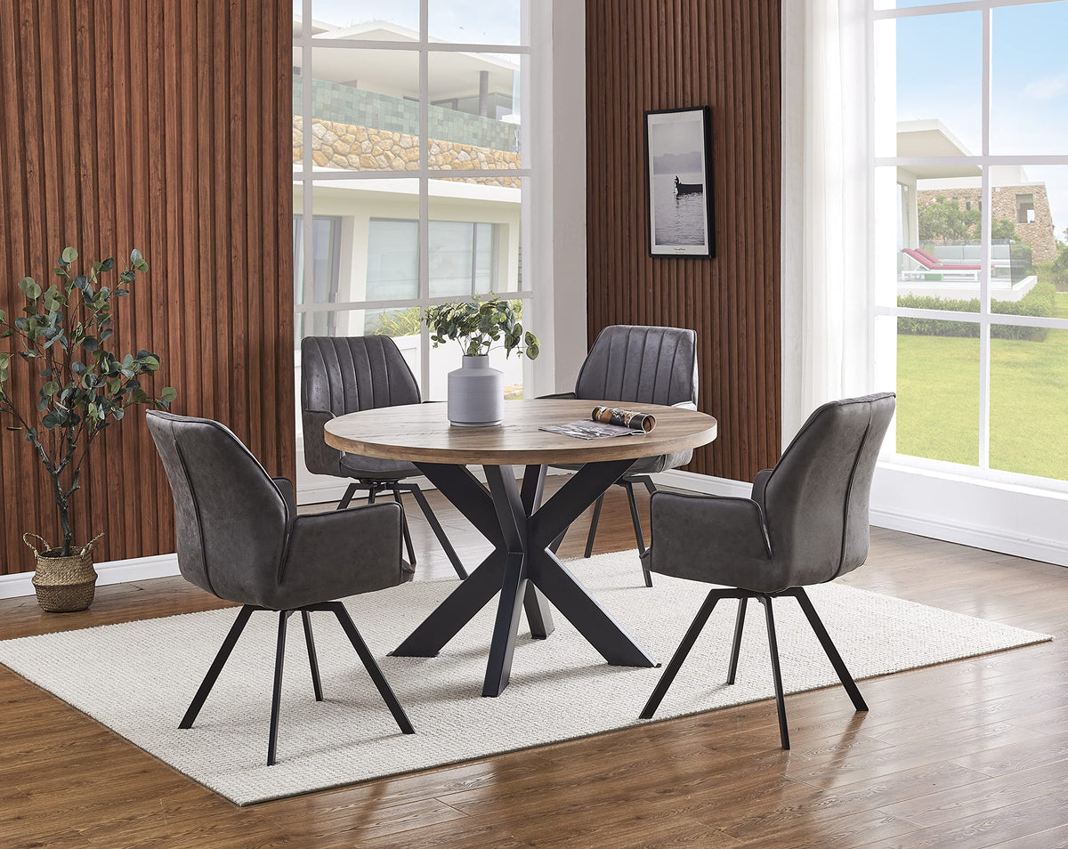 Chidimma 19" Swivel Dining Arm Chair in Gray - side view