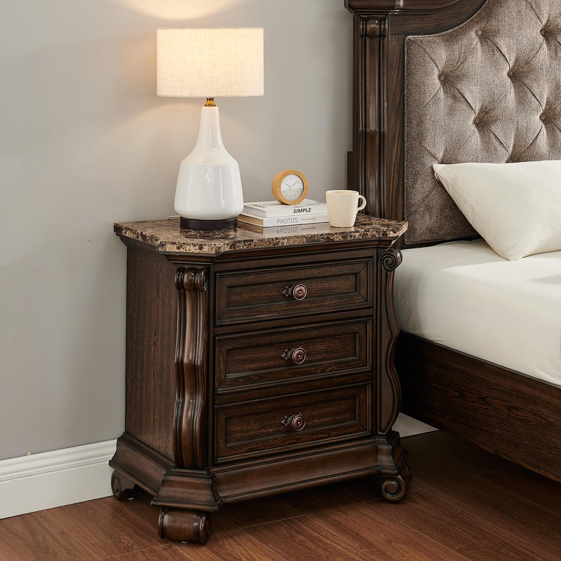 Belvedere 32.5" Wide 2-Drawer Traditional Nightstand in Dark Cherry