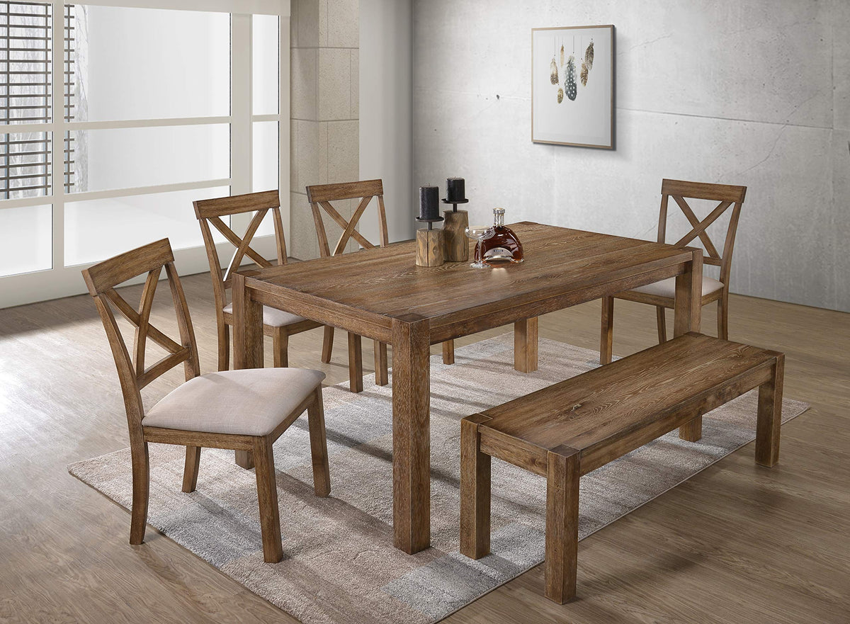 Janet 60" Transitional Rectangular Wood Dining Table with 4 Straight Legs, Large Solid Farmhouse… - front view
