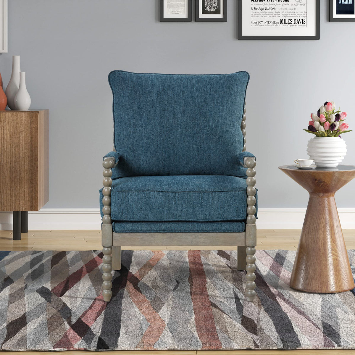 Hanako Accent Chair in Blue And Antique Grey - angle view