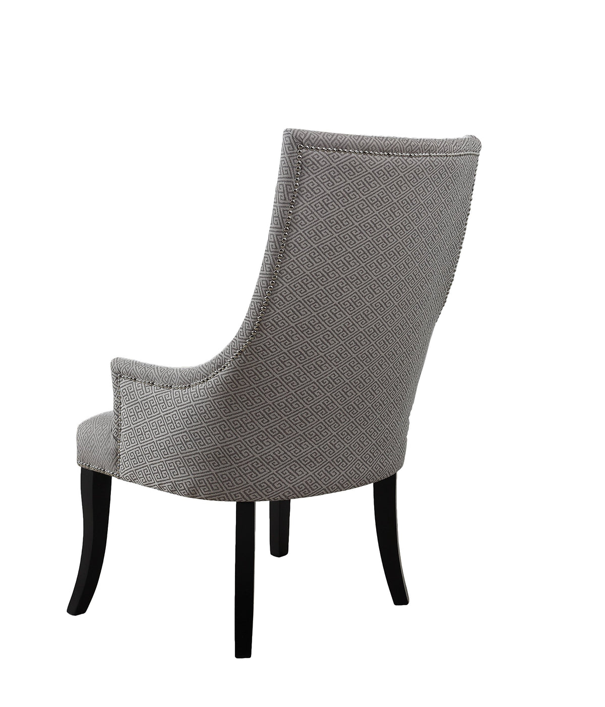 Audrey Greek Key Fabric Accent Chair in Grey - detail view
