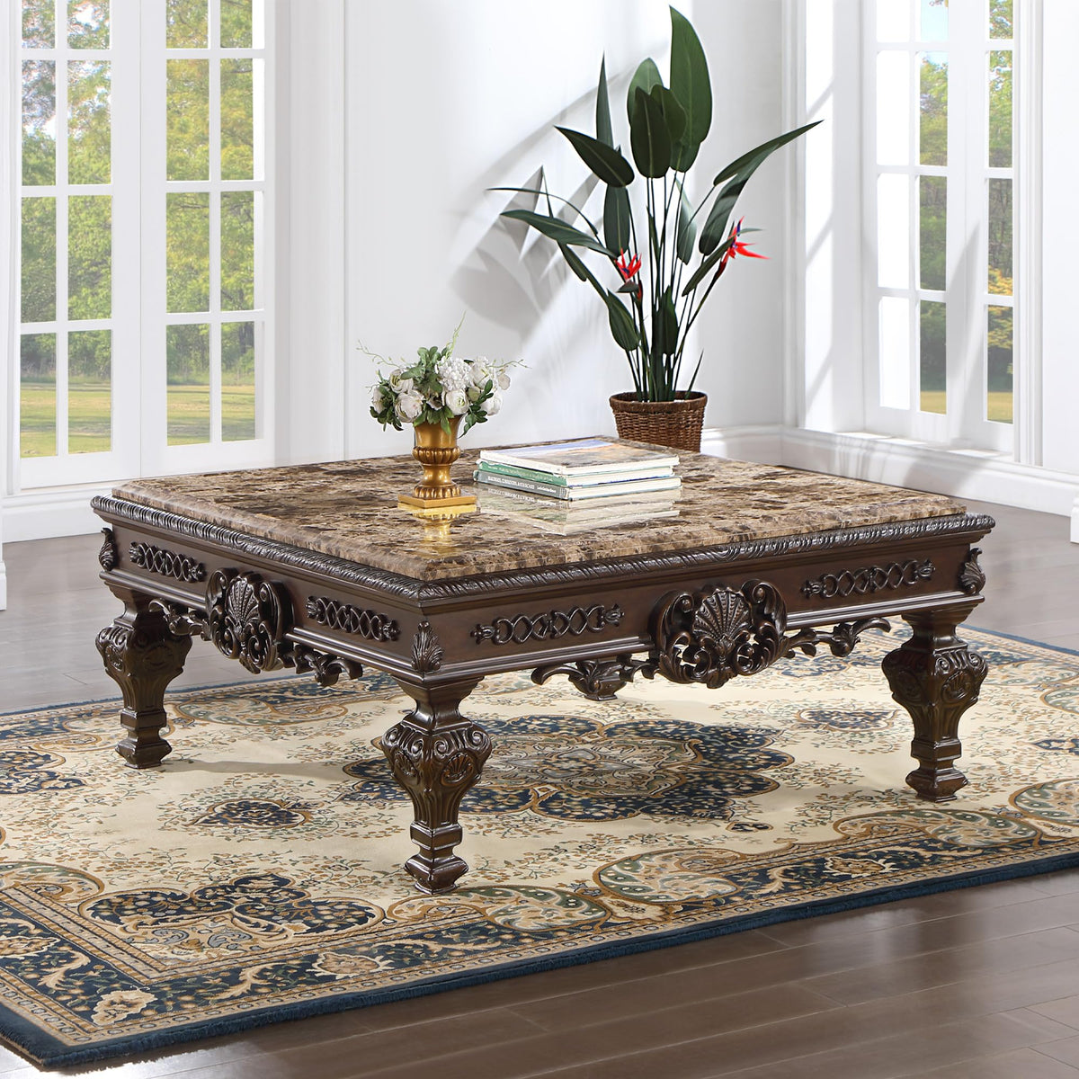 Tuscany 46" Traditional Square Coffee Table - front view