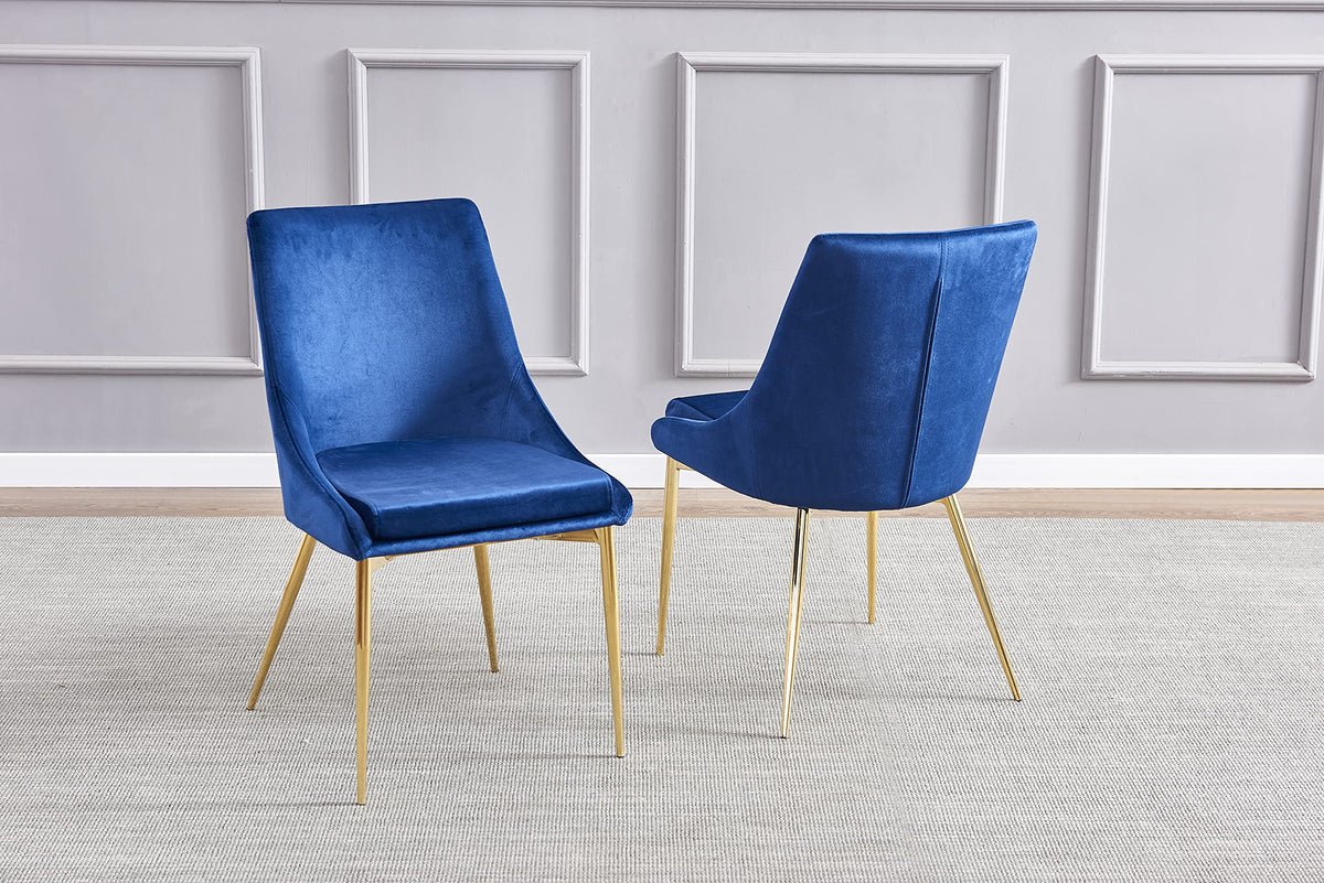 Treina Mid-Century Modern White Laquered 5 Pcs Round Dining Set in Navy Blue - angle view