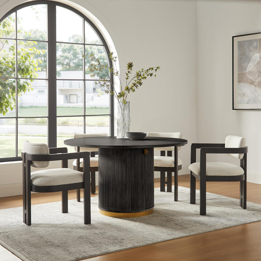 Tappelle Mid-Century Modern Dining Arm Chair - Set of 2 in Black
