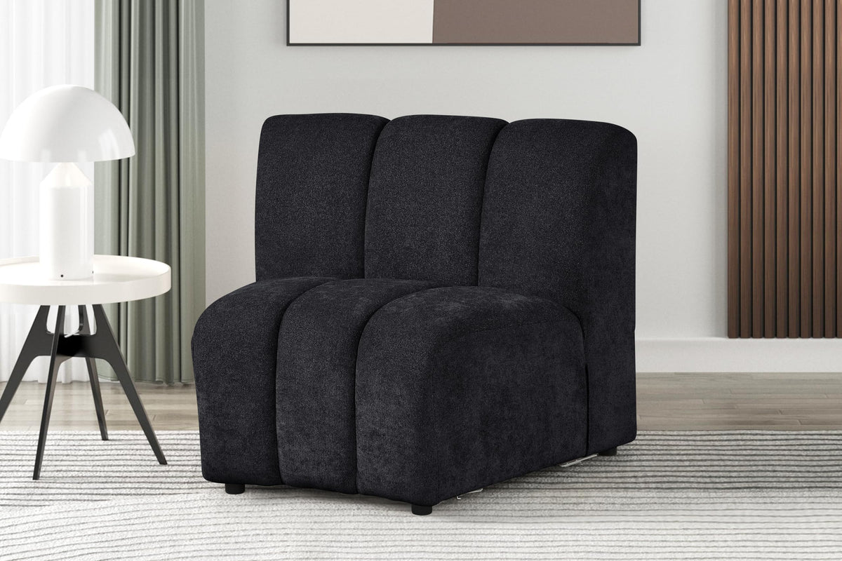 Sullessa Modern Modular Armless Living Room Chair in Black - detail view