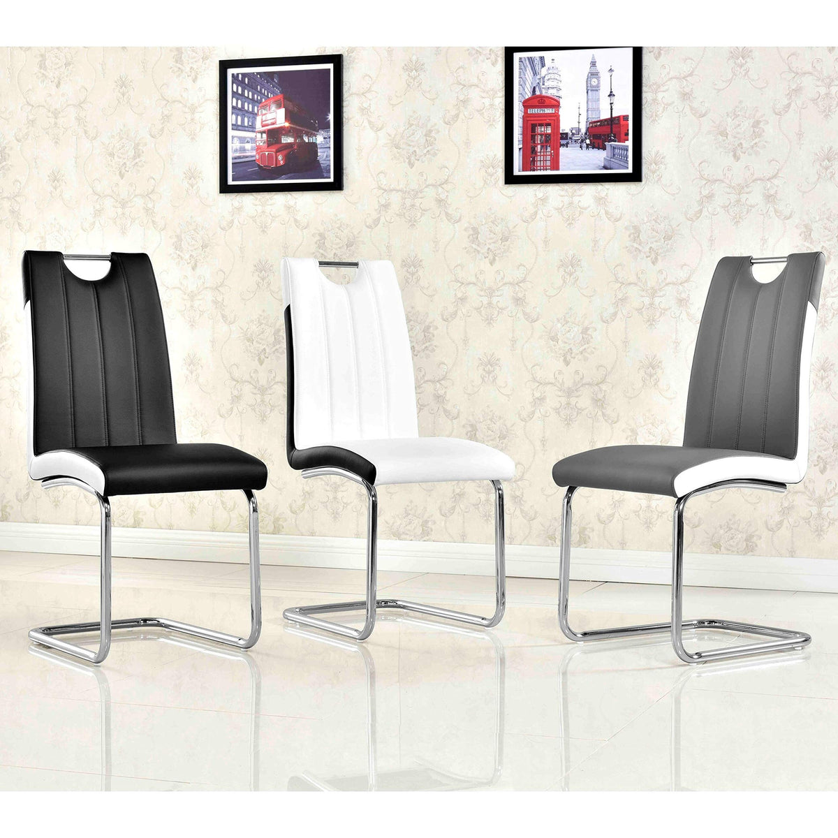Barbara Modern Dining Chair with Faux Leather Fabric - angle view