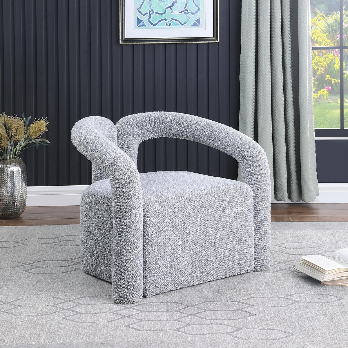 Addie Accent Chair in Grey - front view