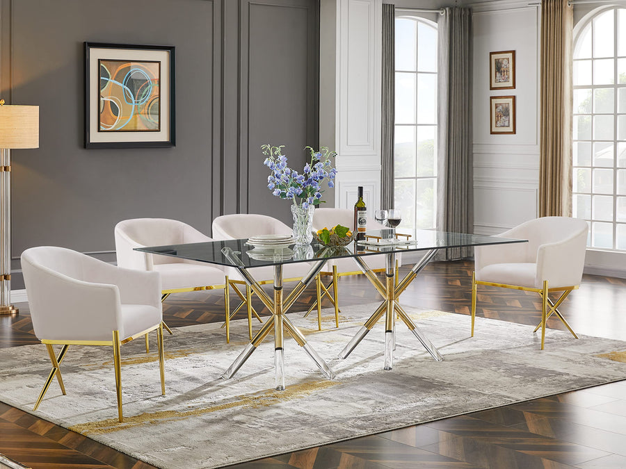 Dalton Rectangular Glass Gold Dining Table
