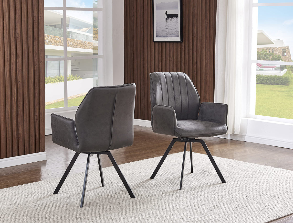 Chidimma 19" Swivel Dining Arm Chair in Gray - front view